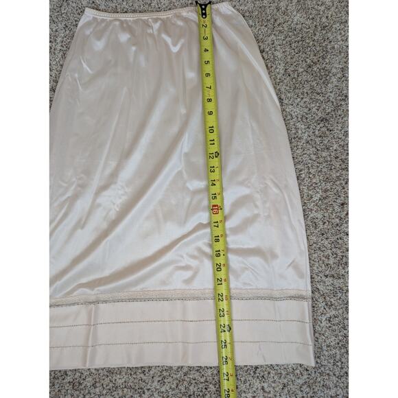Vintage Beige Nylon with Satin Lace Trim Half Slip Lorraine Small Tall Coquette - Picture 5 of 7